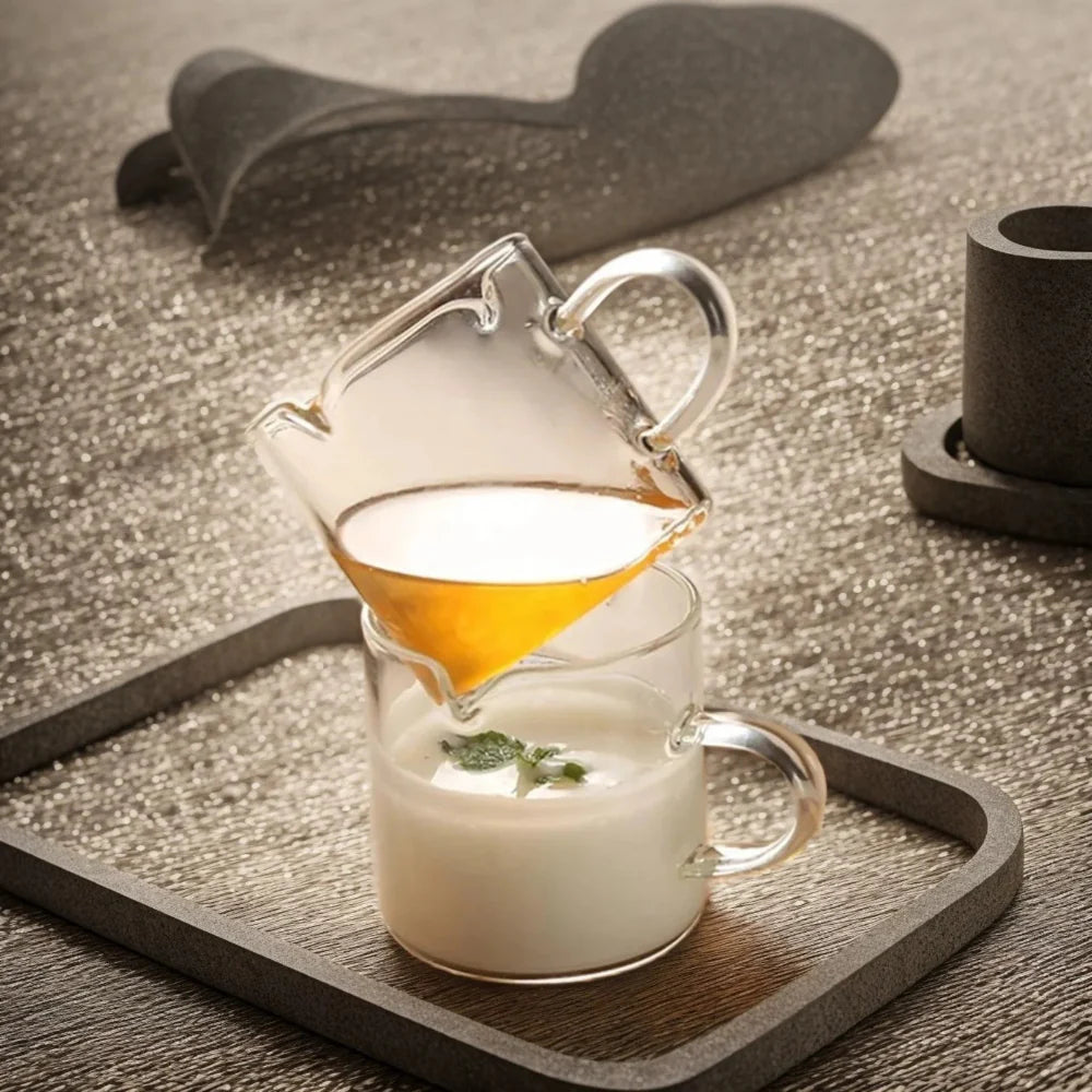 Espresso Cups Glass Measuring Shot Spout Set