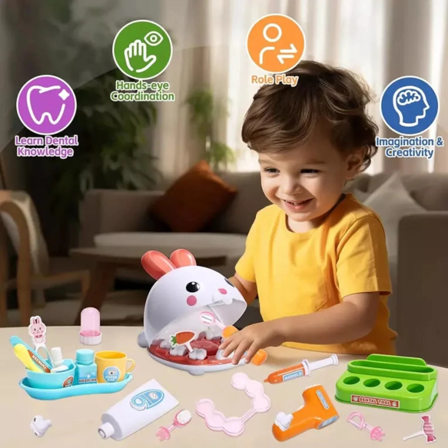 Kids Dentist Bunny Toy Learn Smile Fun Play