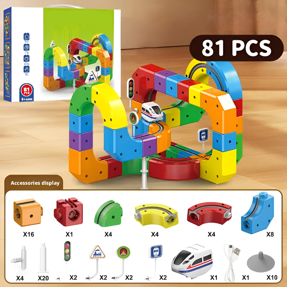 Kids Magnetic Track Building Blocks Car Toy