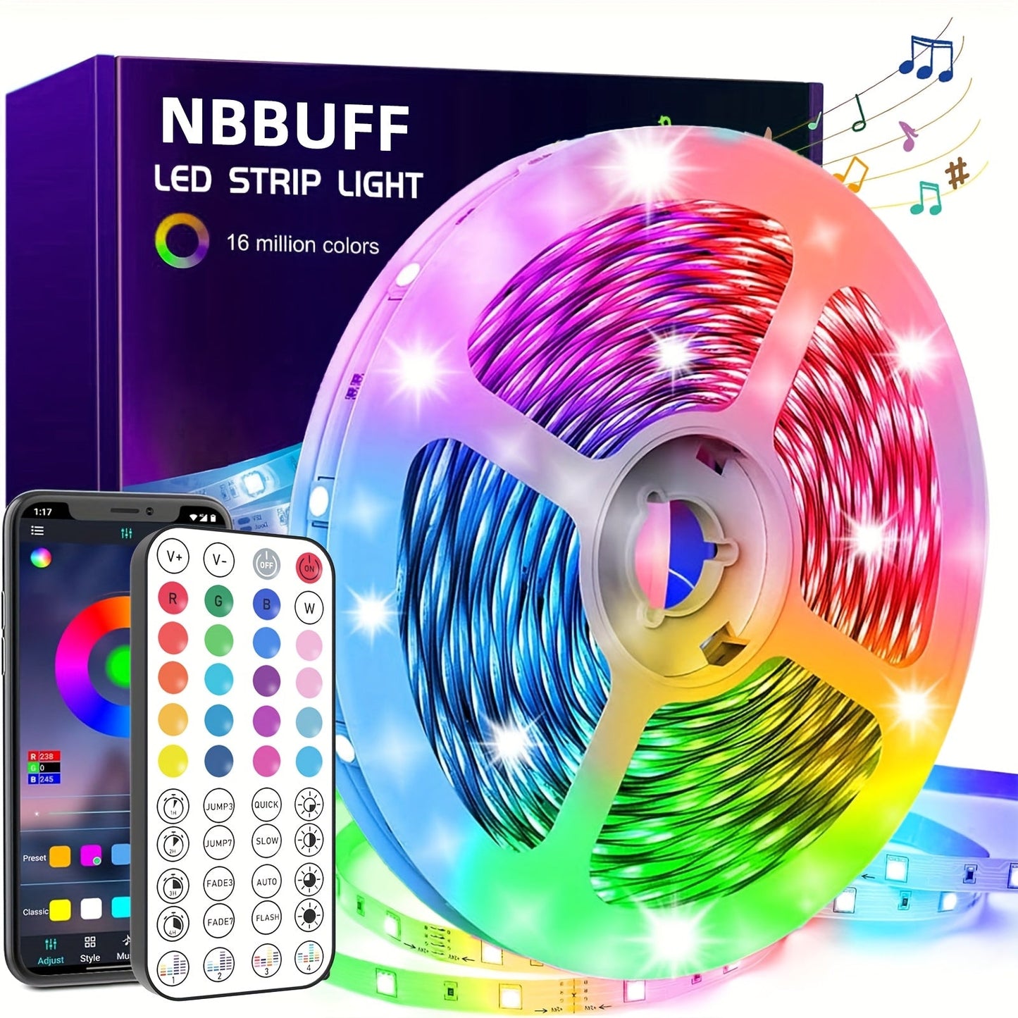 LED Strip Lights 300ft – Colour Changing RGB Light Strip with Music Sync & App Control