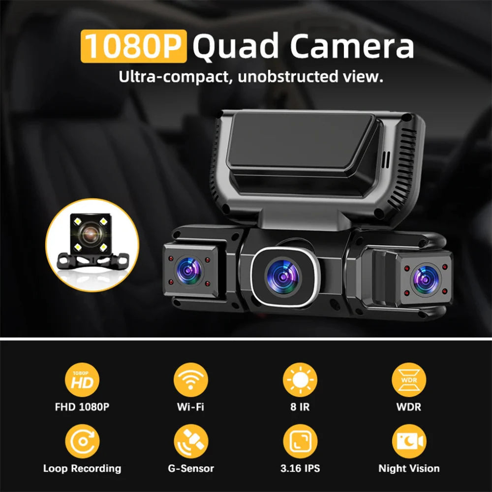 1080P Dash Cam WiFi Car Channel Camera System