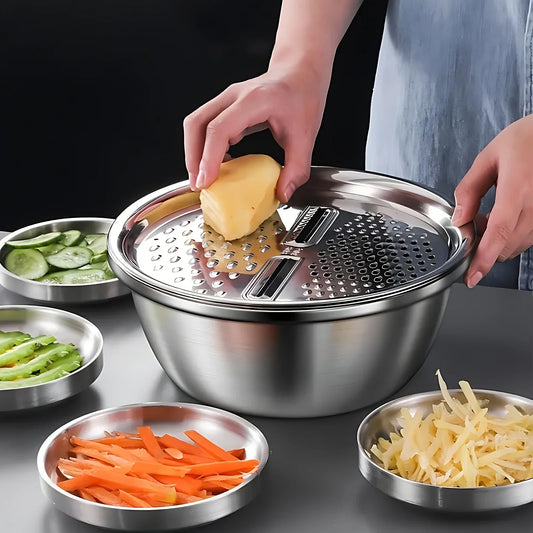 3 in 1 Vegetable Slicer Stainless Steel Colander Set