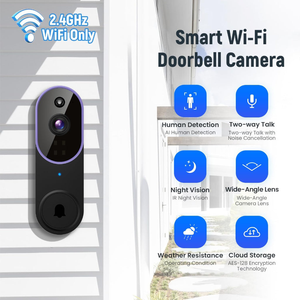 Wireless Doorbell Camera Smart Video AI Night Vision
