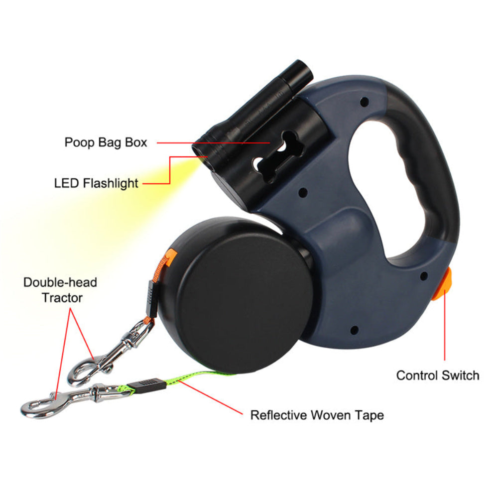 Dog Leash No Tangles Two Retractable Lead