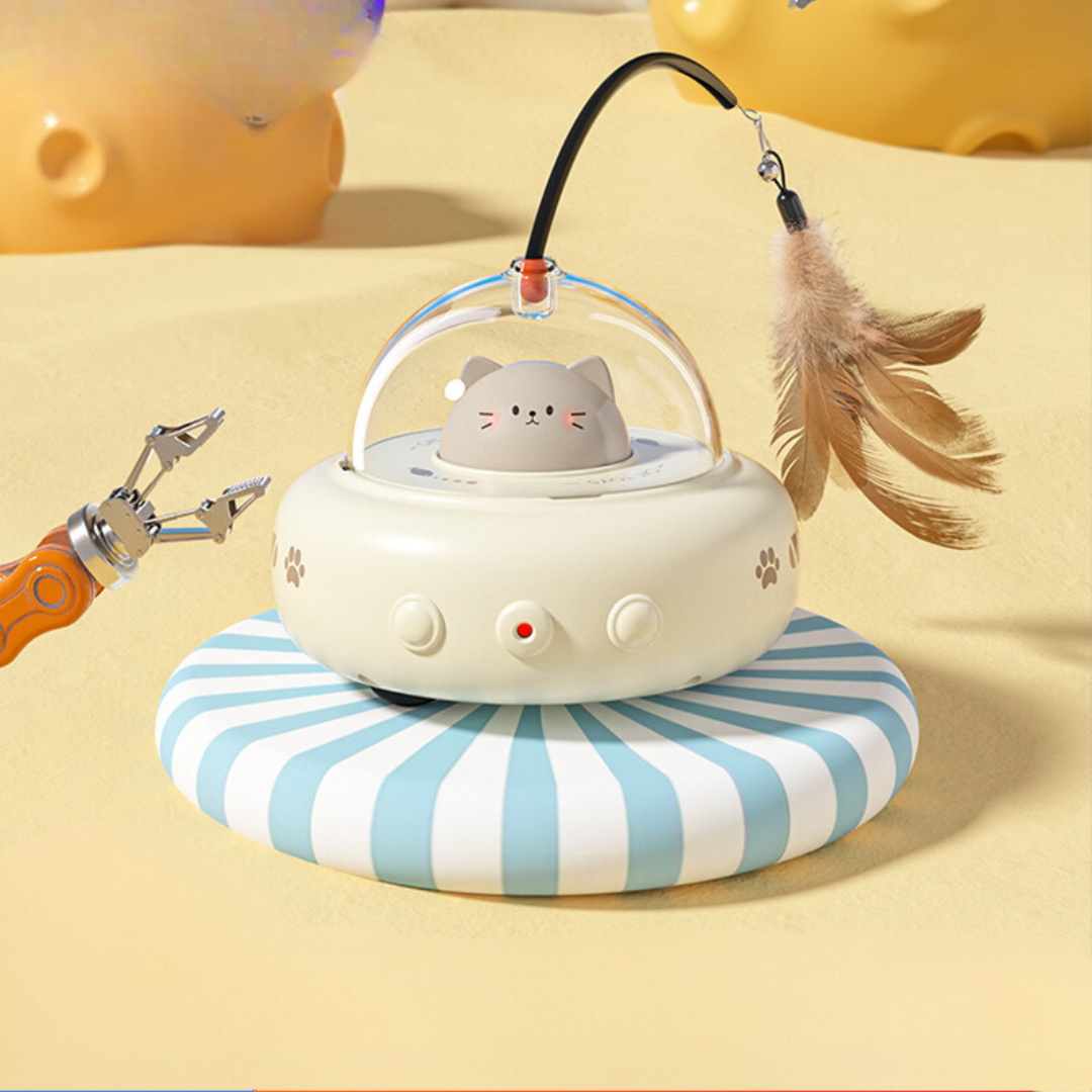 Electronic Interactive UFO Cat Laser Feather Toy
