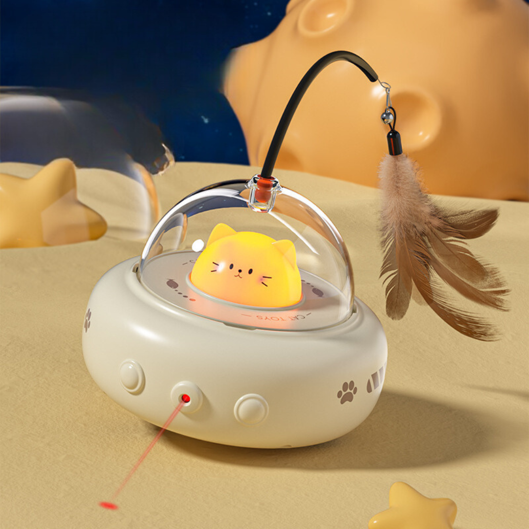 Electronic Interactive UFO Cat Laser Feather Toy