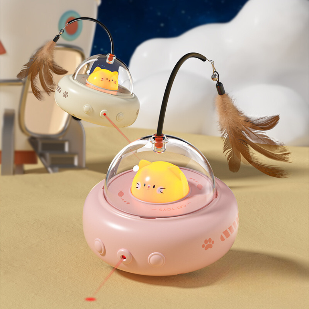 Electronic Interactive UFO Cat Laser Feather Toy