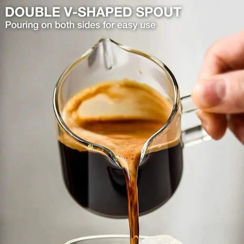 Espresso Cups Glass Measuring Shot Spout Set