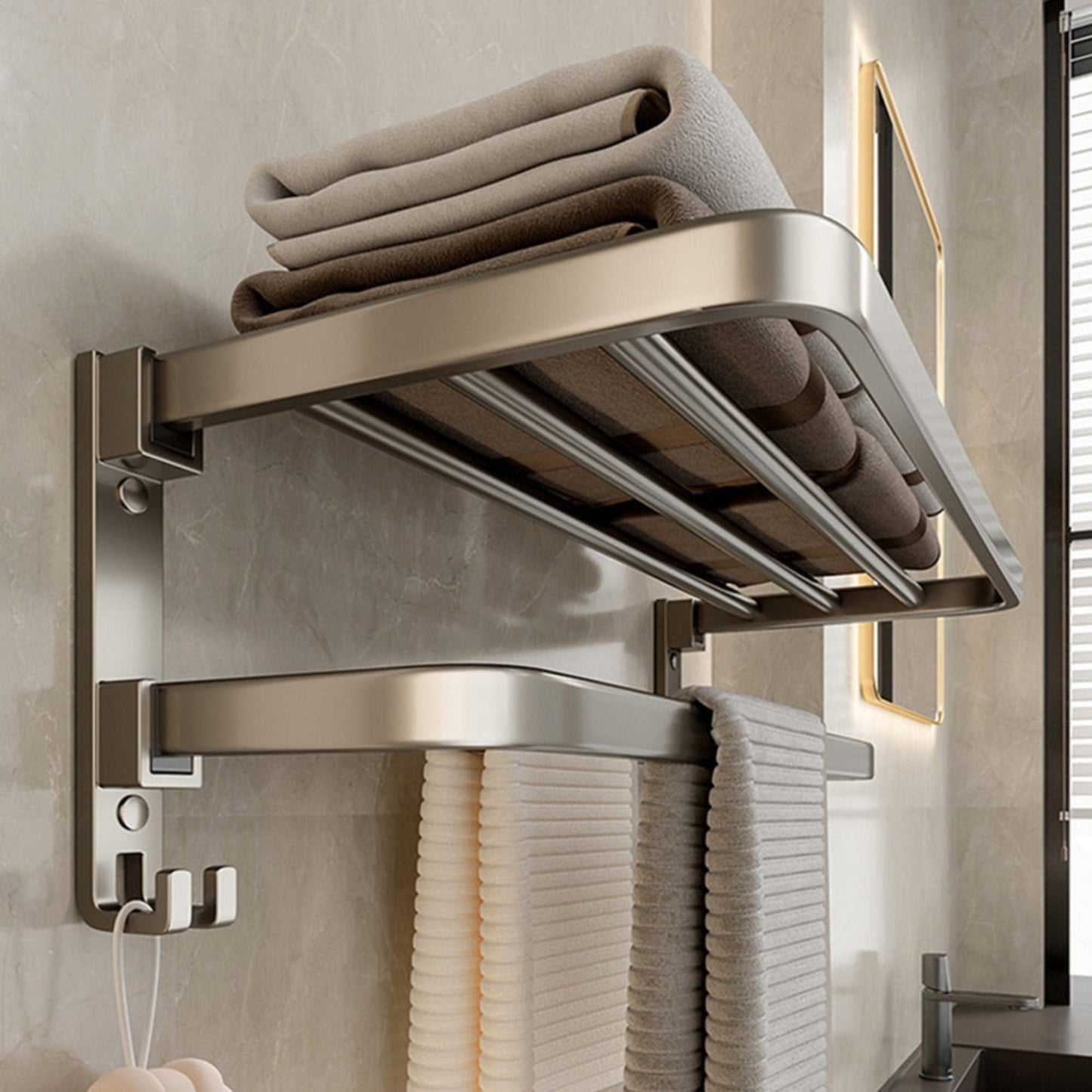 Foldable Suction Cup Bathroom Towel Holder Space-Saving