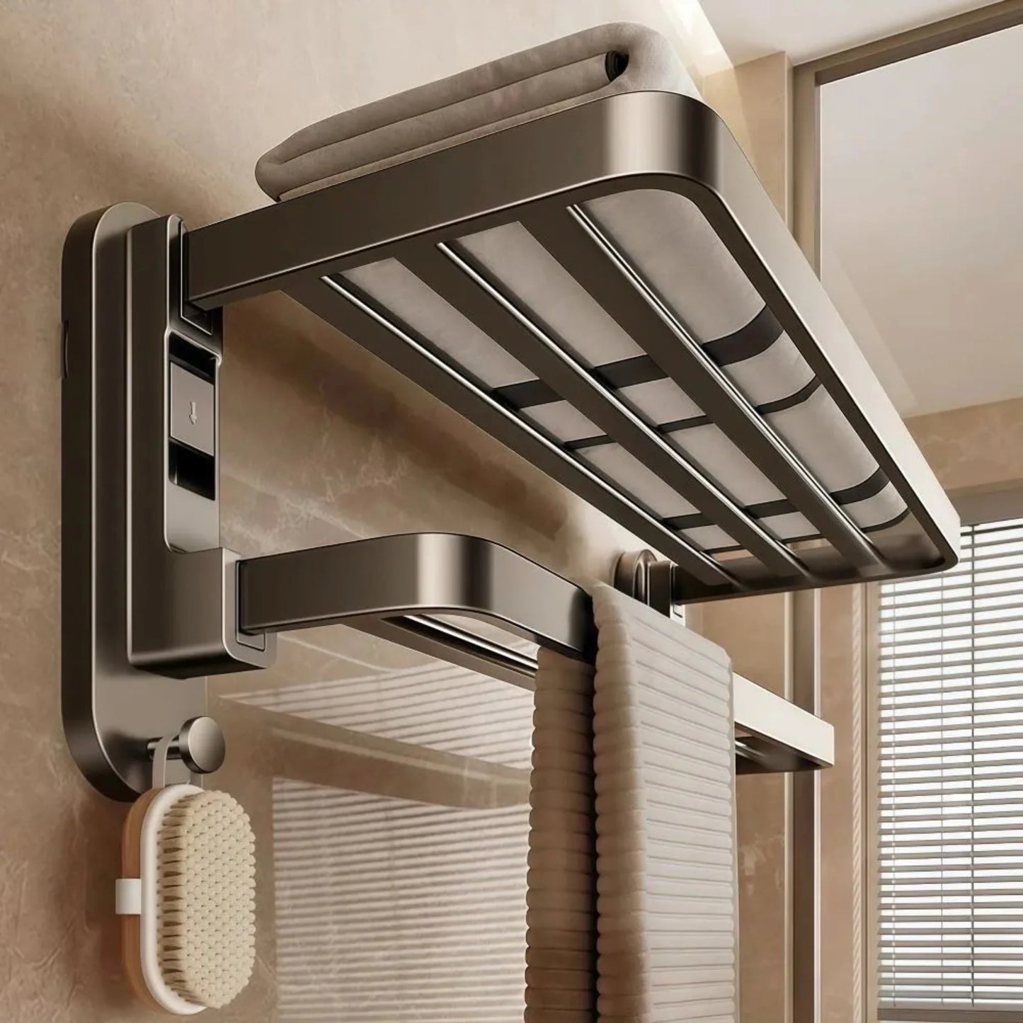 Foldable Suction Cup Bathroom Towel Holder Space-Saving