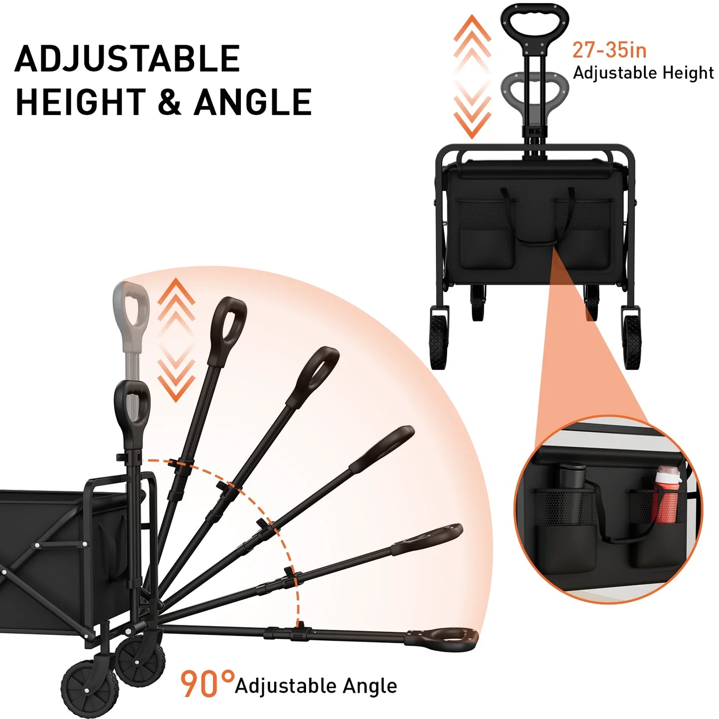 Folding Wagon Cart Adjustable Heavy Duty Camping Utility