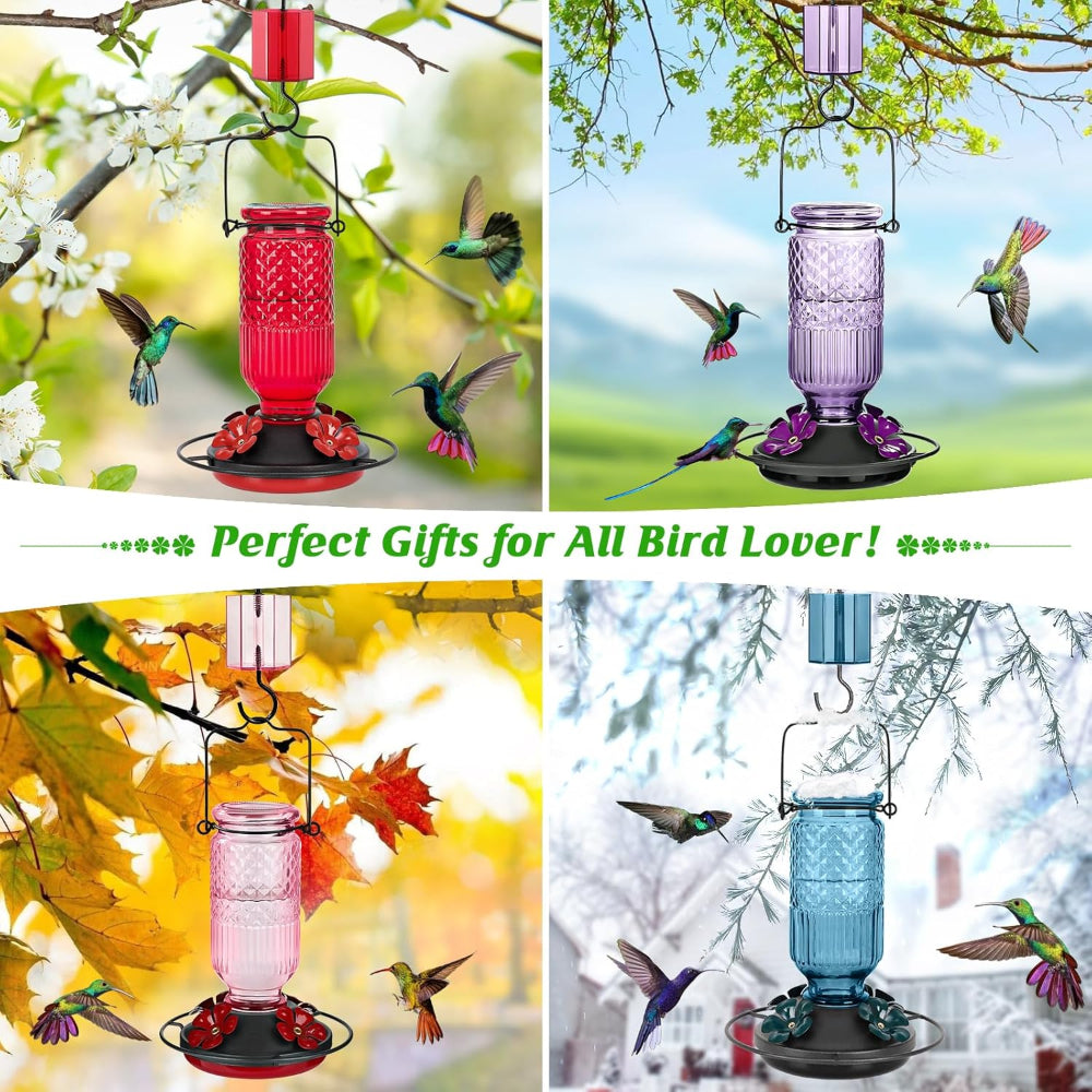 Hummingbird Feeder Glass Hanging Outdoor Garden