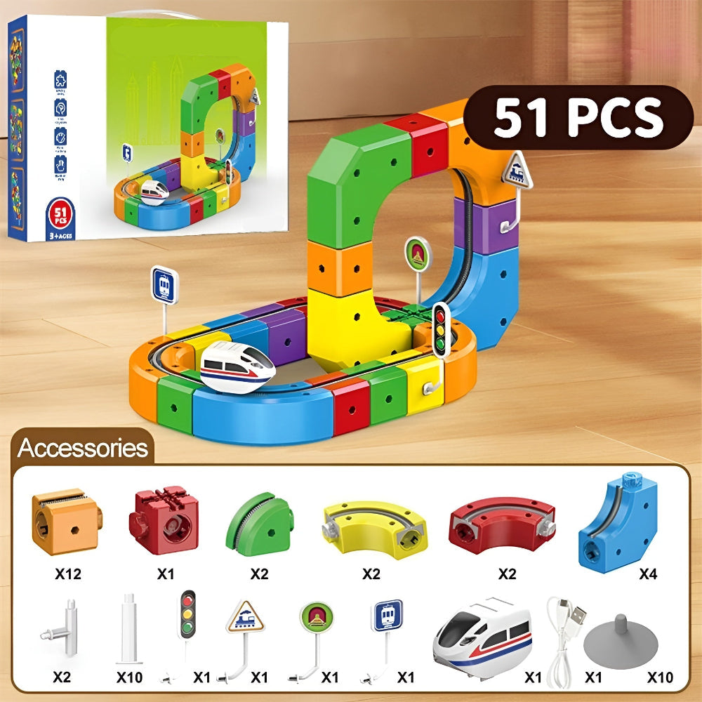 Kids Magnetic Track Building Blocks Car Toy