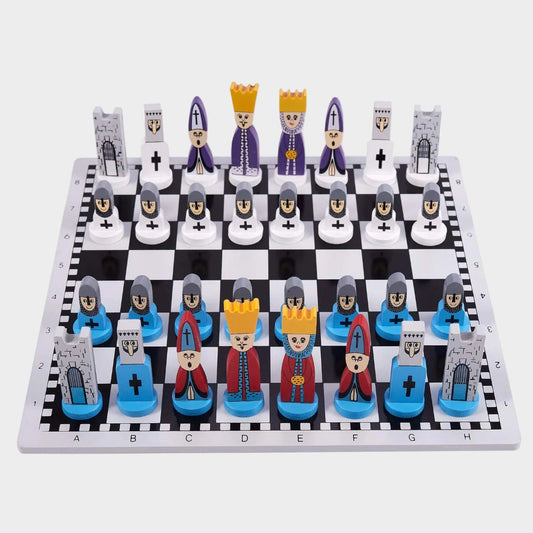 Kids Wooden Chess Set Educational Cartoon Game