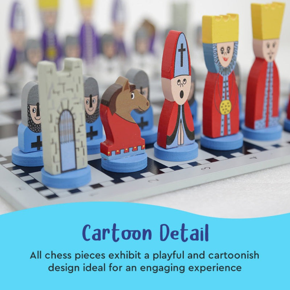 Kids Wooden Chess Set Educational Cartoon Game