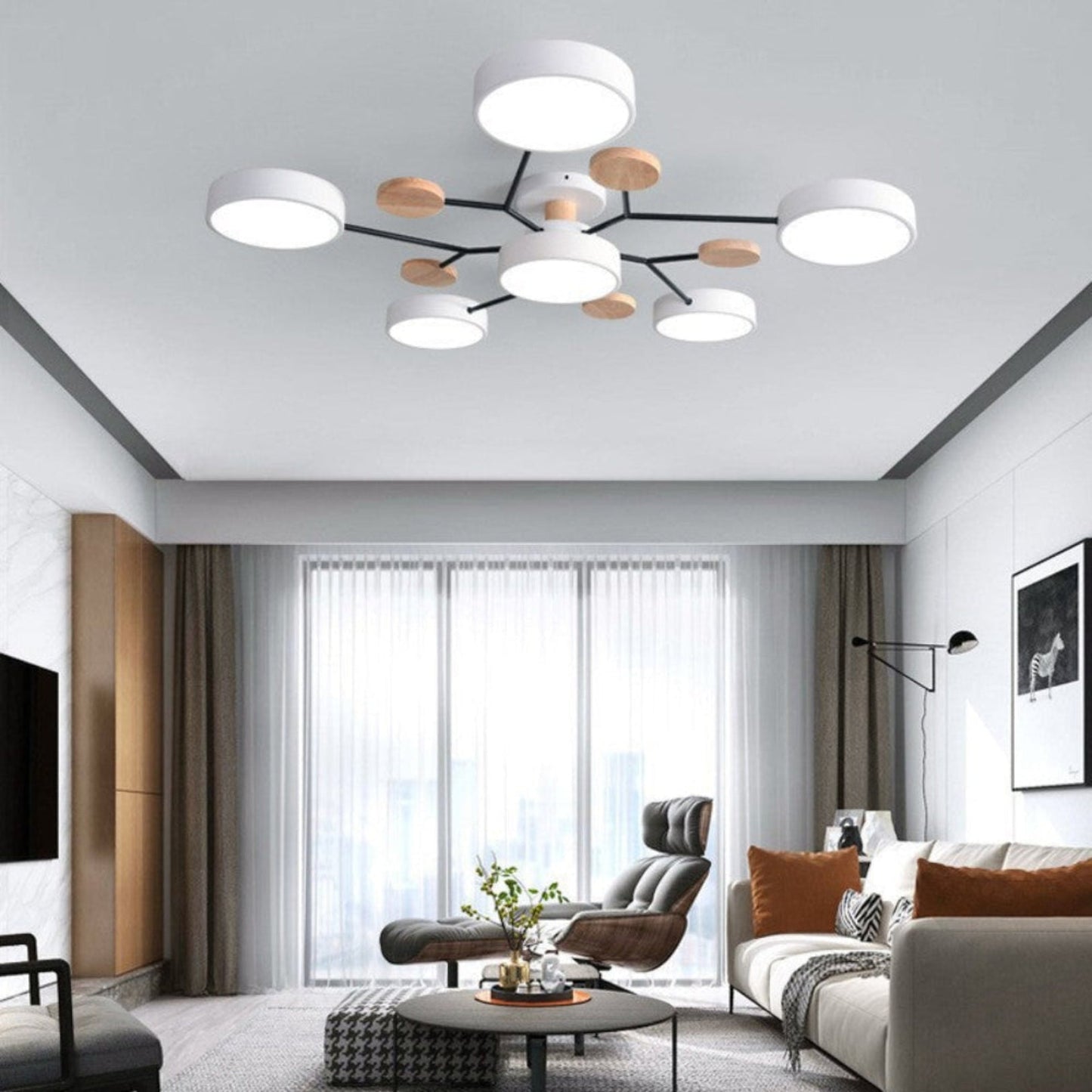 LED Semi Flush Mount Molecule Branch Design Ceiling Light