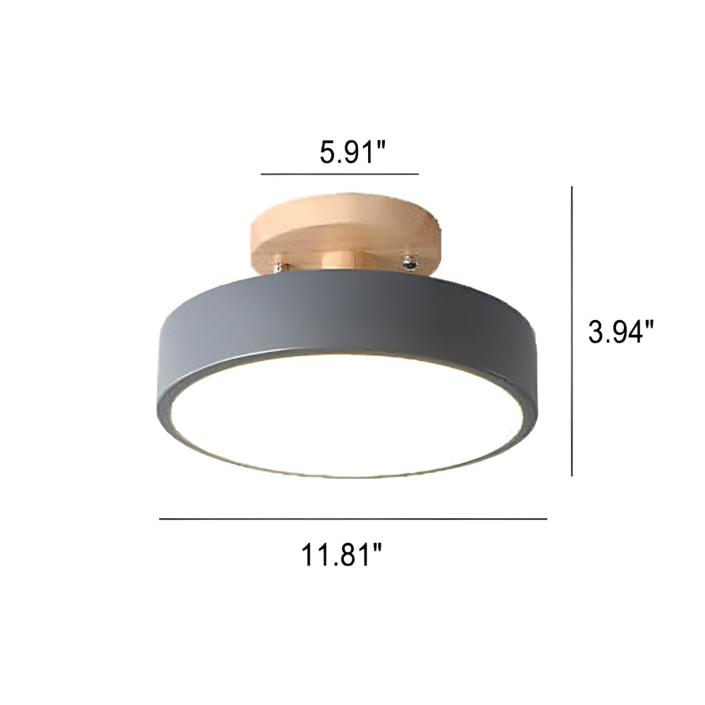 LED Semi Flush Mount Log Round Ceiling Light