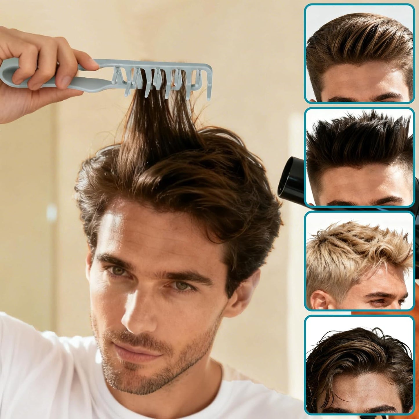 Men's Wide Tooth Comb Volumizing Fluffy Texture Hair Styling