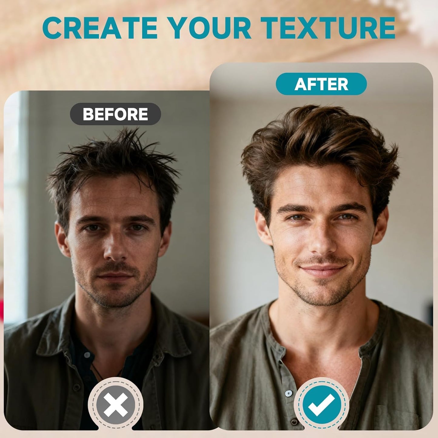 Men's Wide Tooth Comb Volumizing Fluffy Texture Hair Styling