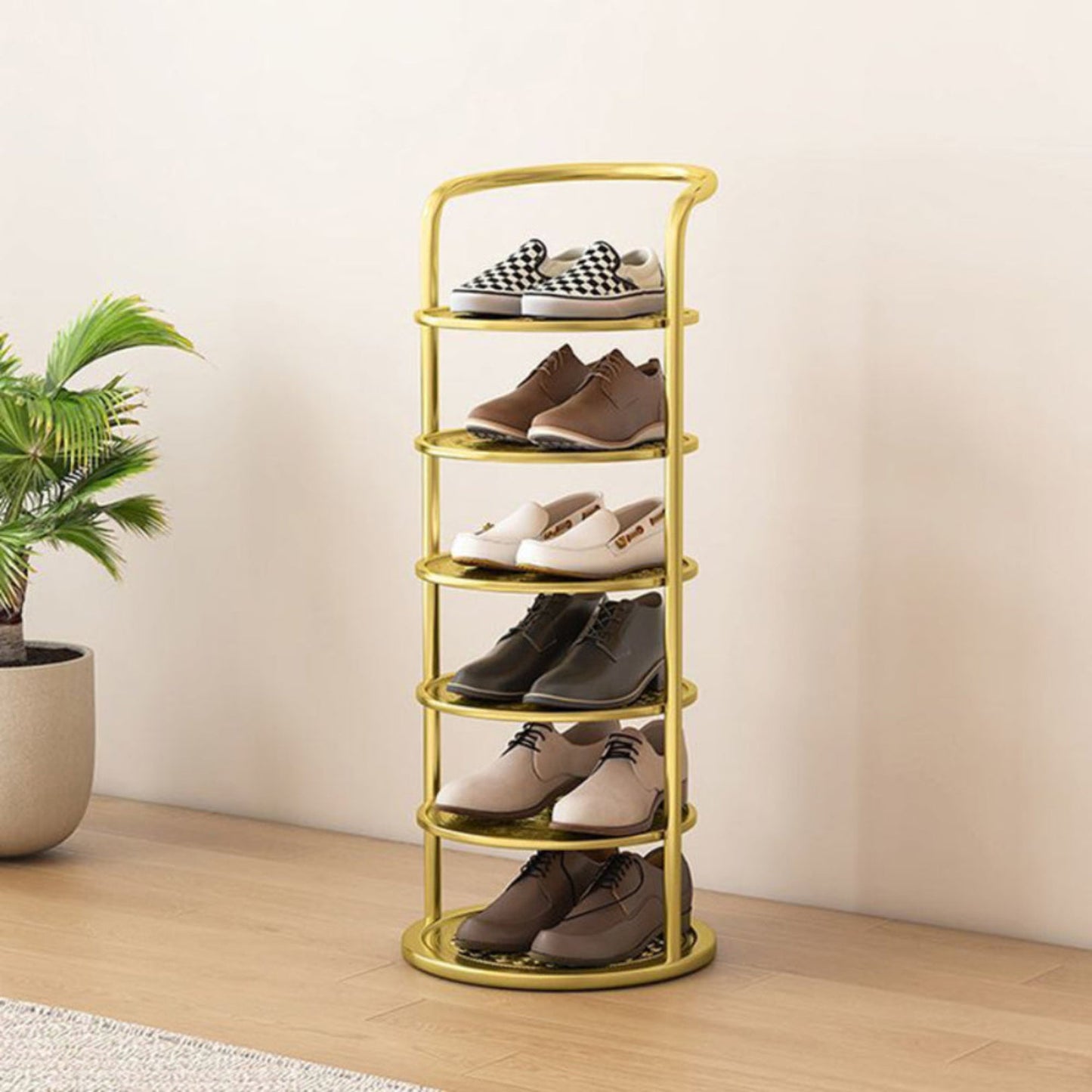 Round Steel Shoe Storage Modern Entryway