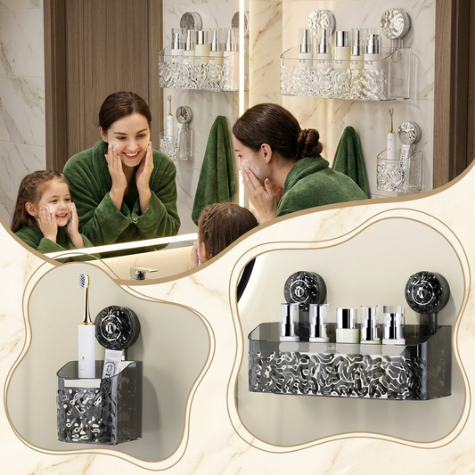 Shower Caddy Suction Cup Wall Mount Plastic Shelf