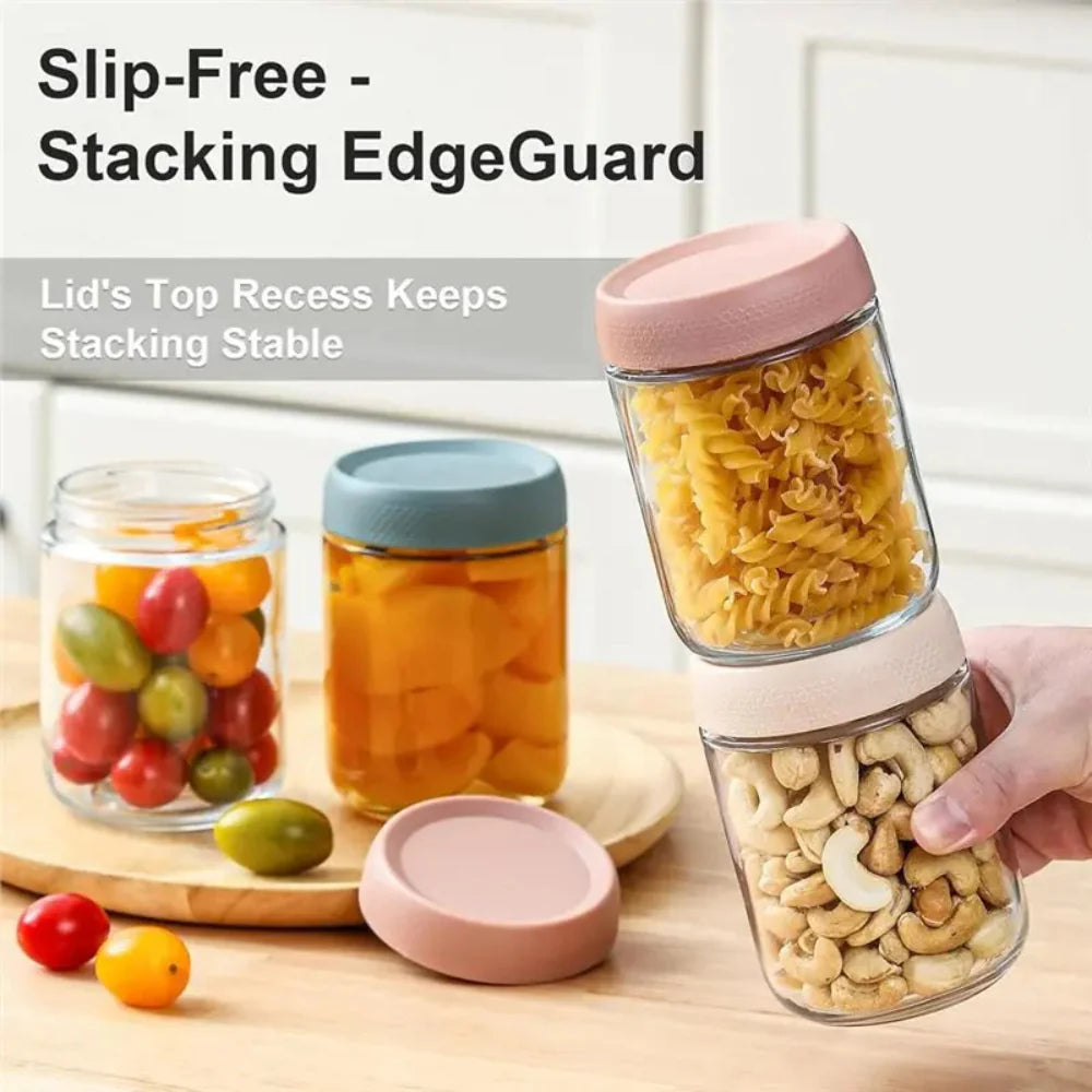 Storage Containers Glass Food Overnight Oats Jars Set