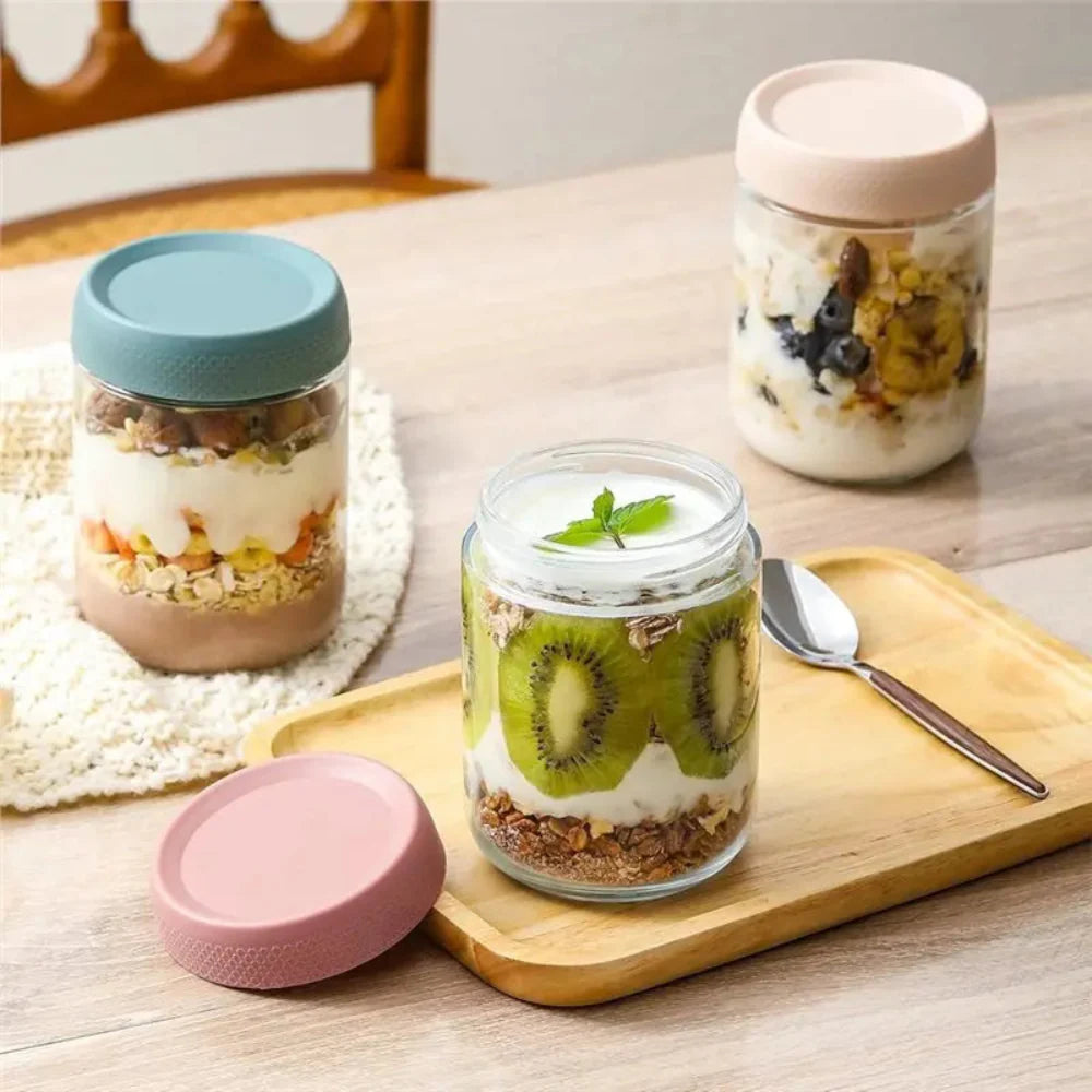 Storage Containers Glass Food Overnight Oats Jars Set