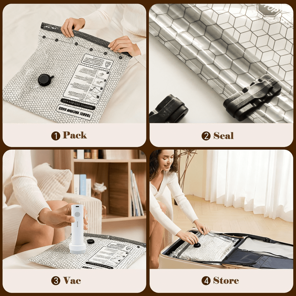 Vacuum Storage Bags Travel Compression Set Rechargeable Pump