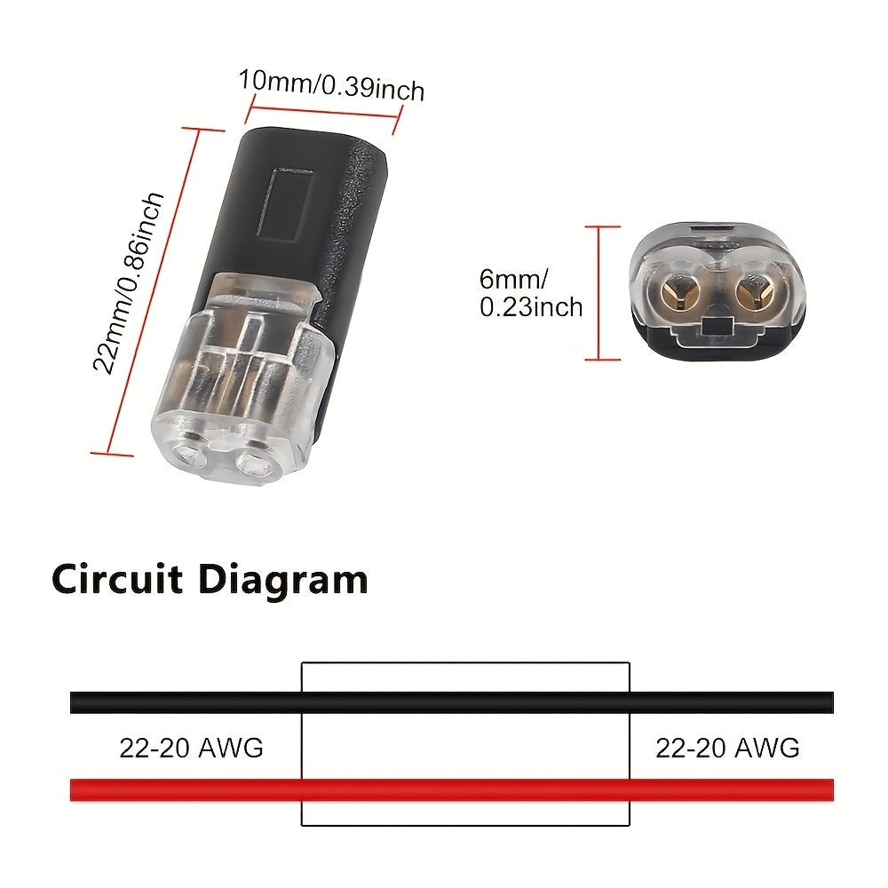 Wire Connectors Push 2 Pin LED Double Wire Plug