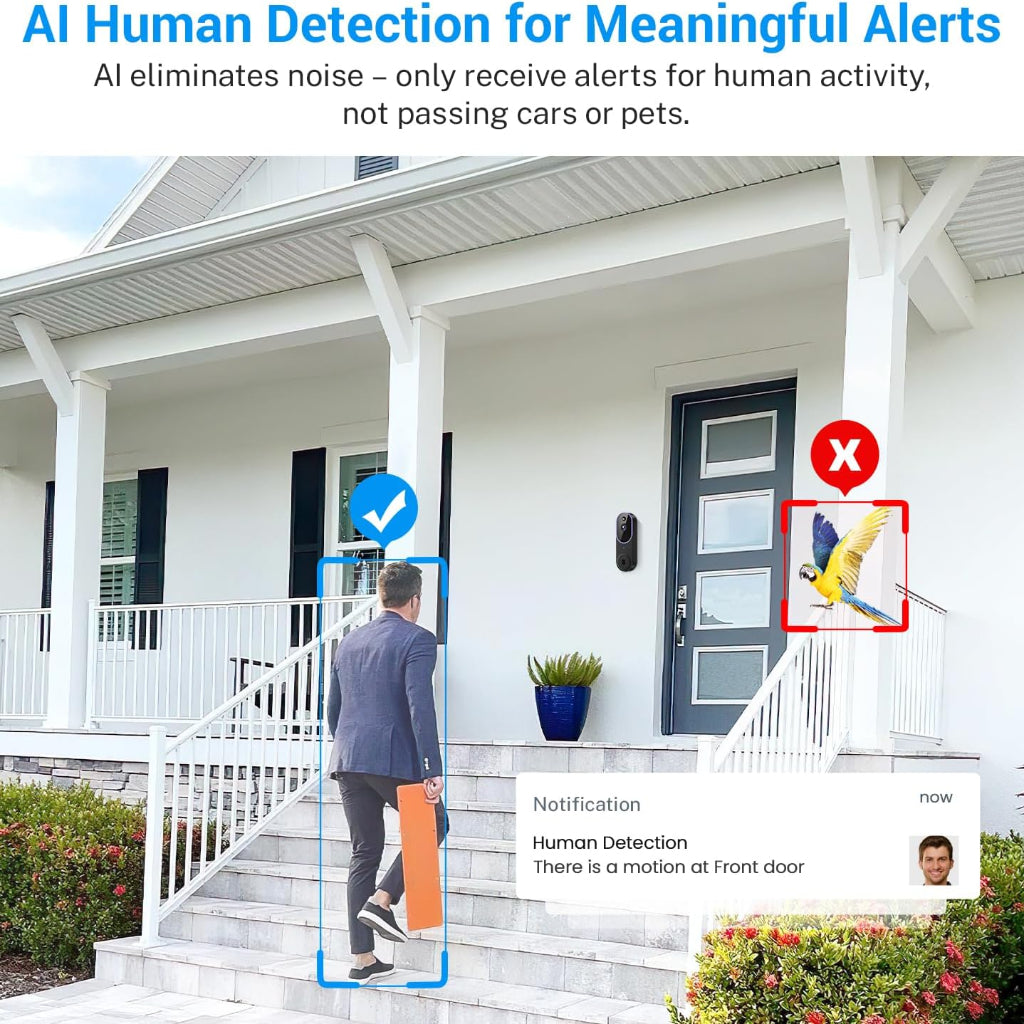 Wireless Doorbell Camera Smart Video AI Night Vision