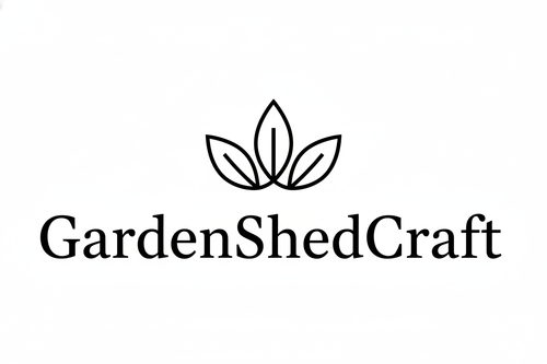 Create a clean, high-resolution logo for the brand “GardenShedCraft”. 
Use an elegant serif font similar to Trajan Pro or a premium classic typeface. 
Place a small, minimalist botanical symbol above the text, such as three simple leaf shapes forming a subtle crown. 
The style should look refined, balanced, and suitable for a garden décor and home lifestyle brand. 
The logo must have sharp edges, perfect readability, and no blur. 
Use pure black (#000000) for the text and symbol. 
Output must be on a fully 
